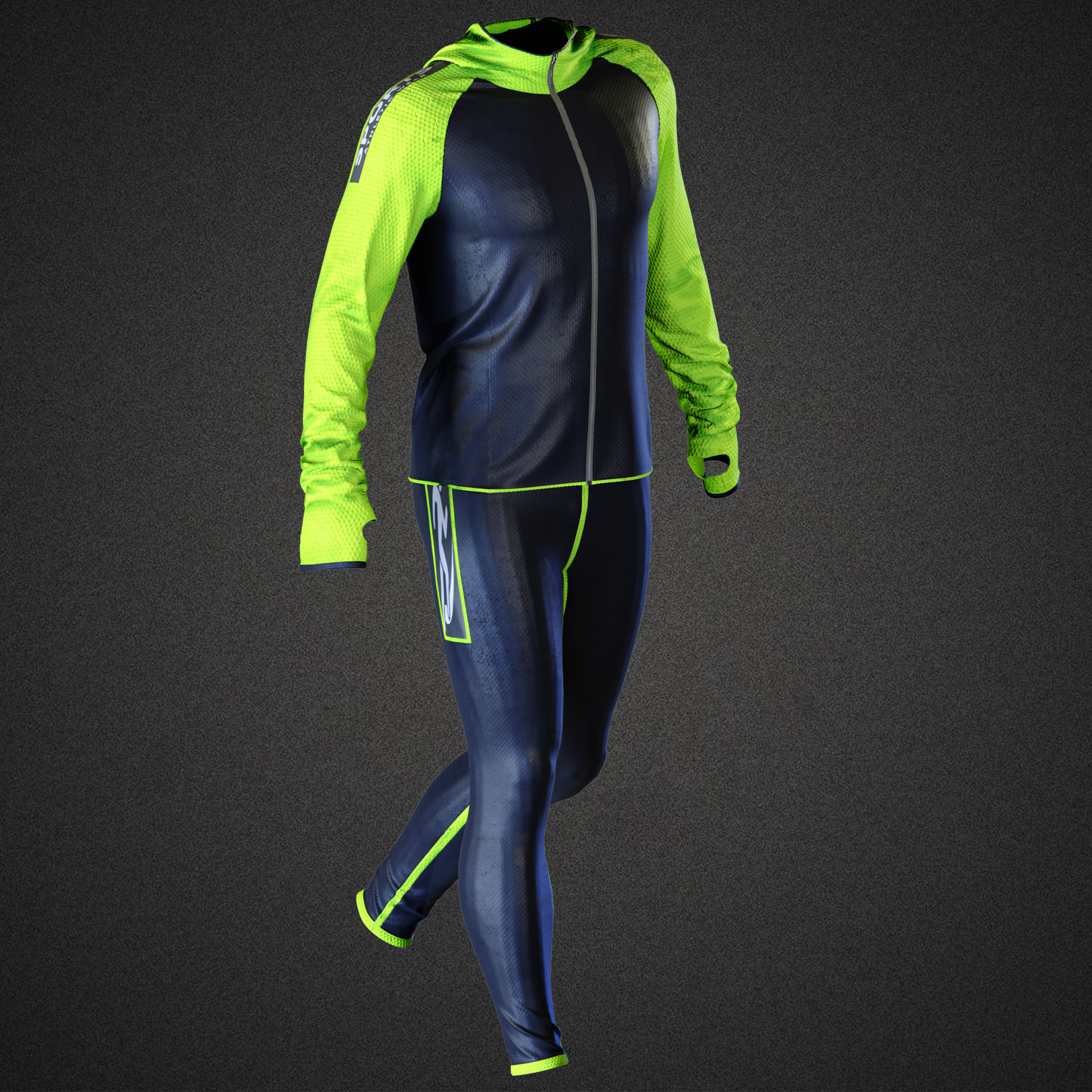 Modern sportswear with athletic fabric simulation